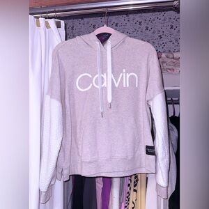 Calvin Klein Women's Light Gray Hoodie Sweater